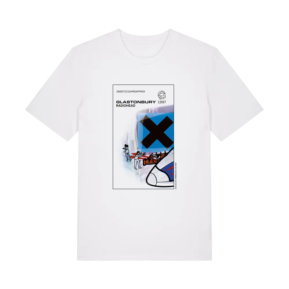 Glastonbury 97 White T-Shirt - W.A.S.T.E. Official – W.A.S.T.E. UK