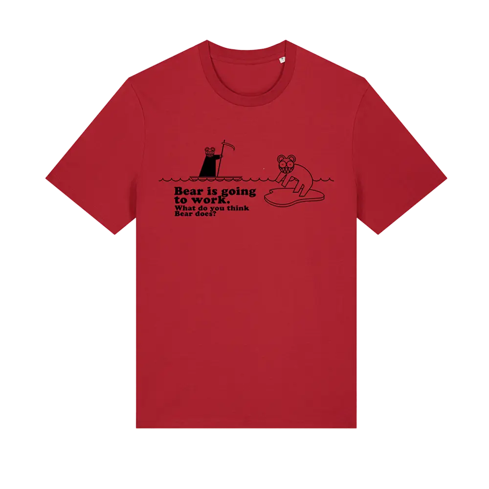 Bear is Going to Work T-shirt - S / Red