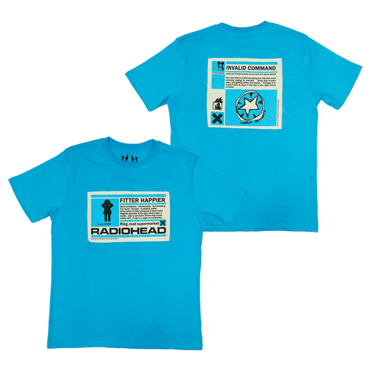 Fitter Happier Cyan Blue Patch T-shirt - Other Merchandise