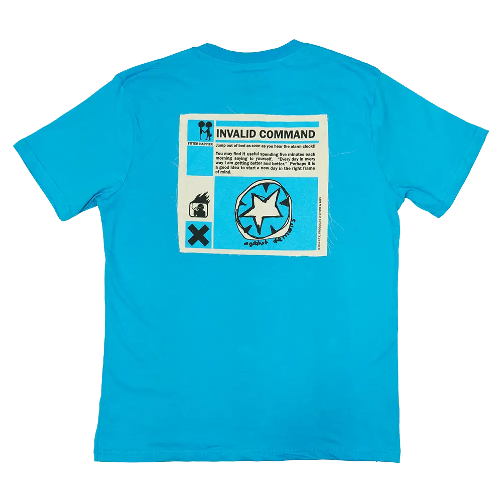 Fitter Happier Cyan Blue Patch T-shirt